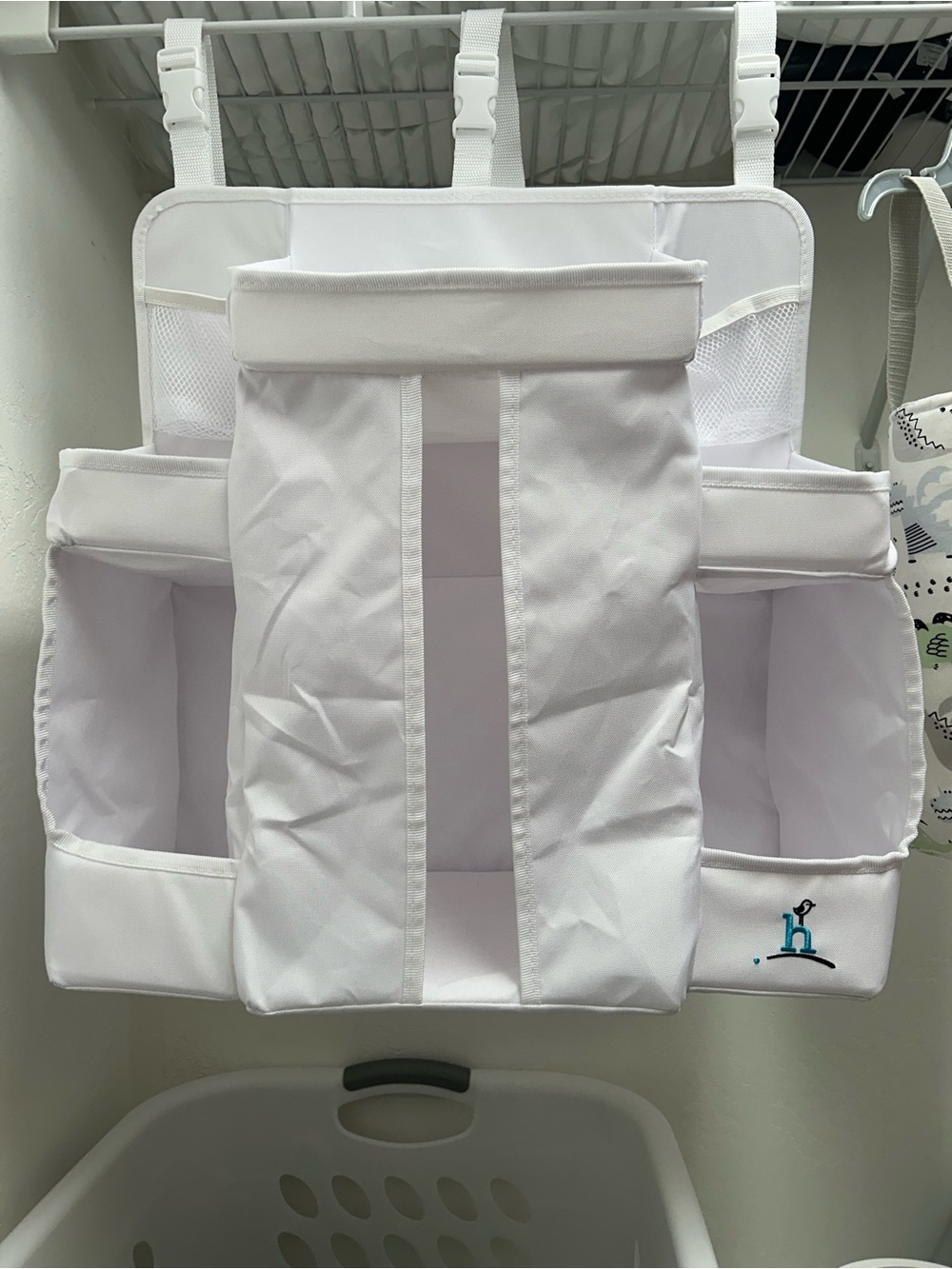 White Hanging Nursery Storage Organizer with Multiple Pockets
